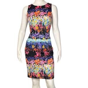 Joseph Ribkoff Floral Scuba Crepe Sheath Dress Modern Romance Garden Party